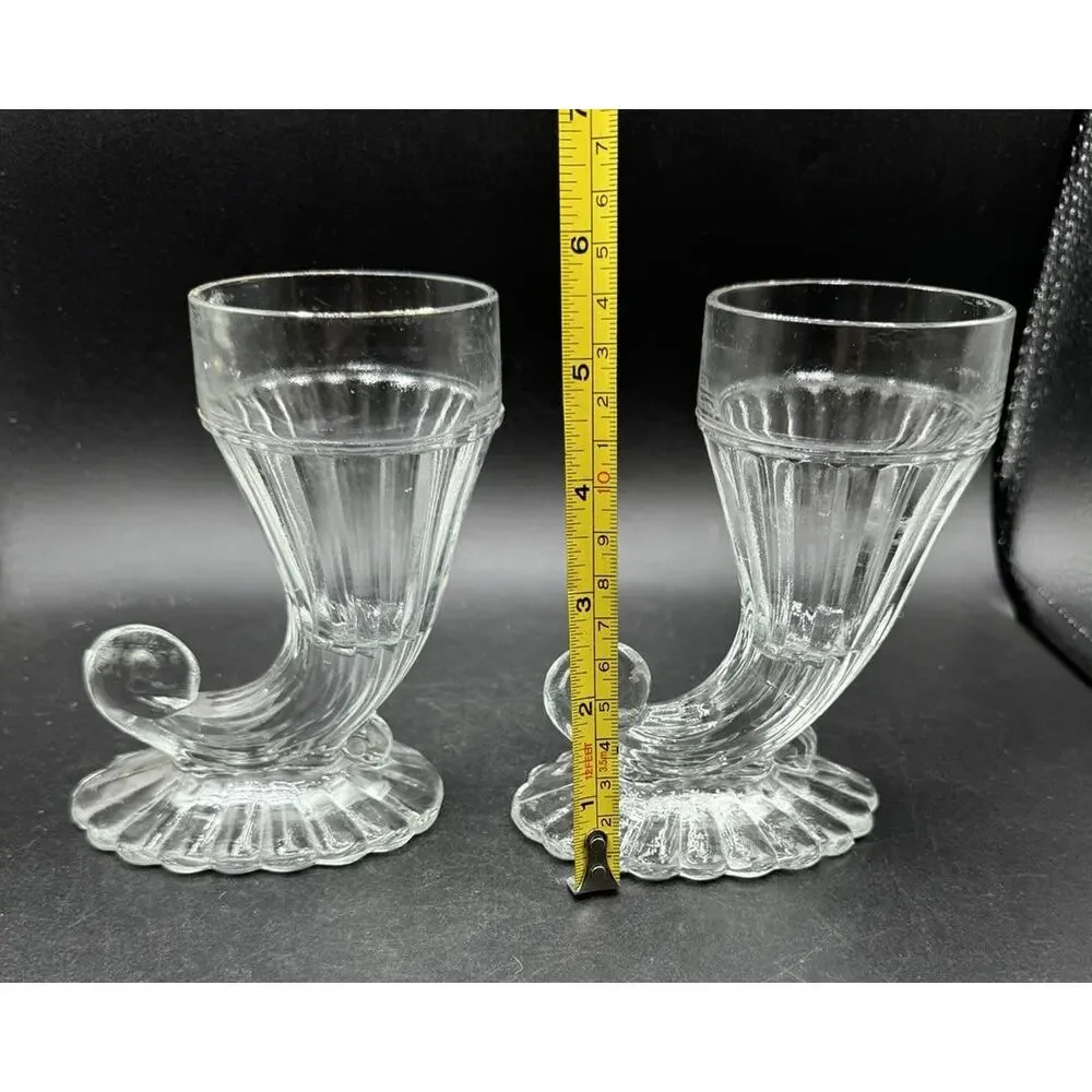 Set of 2 Jeannette Glass Cornucopia 